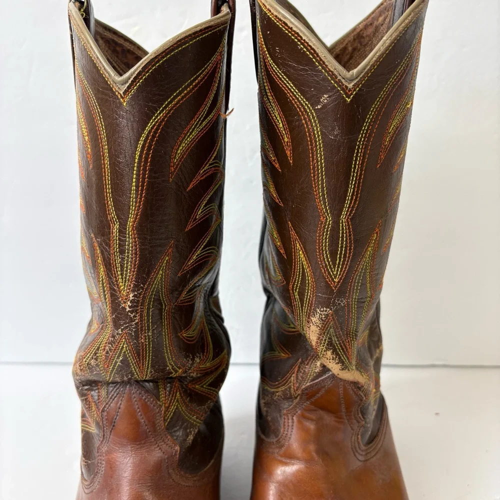 Vintage 1970s 1980s Nocona Cowboy Boots Brown Mens Size 9E 4782